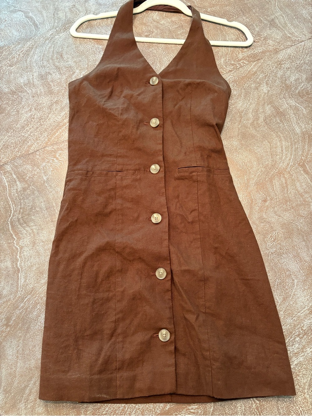 Open Edit Brown Halter Mini Dress | XS | NWT